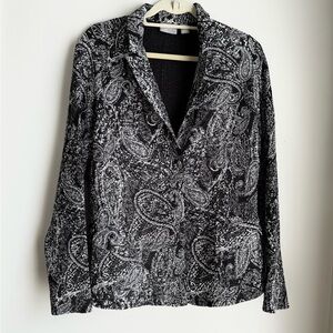 Travelers collection by Chico Black and White Paisley Blazer